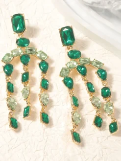 Discount Retro Stage Vintage Crystal Cascade Diamond Earrings