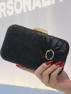 Discount Retro Stage Vintage Crystal Glitter Satin Clutch Bag