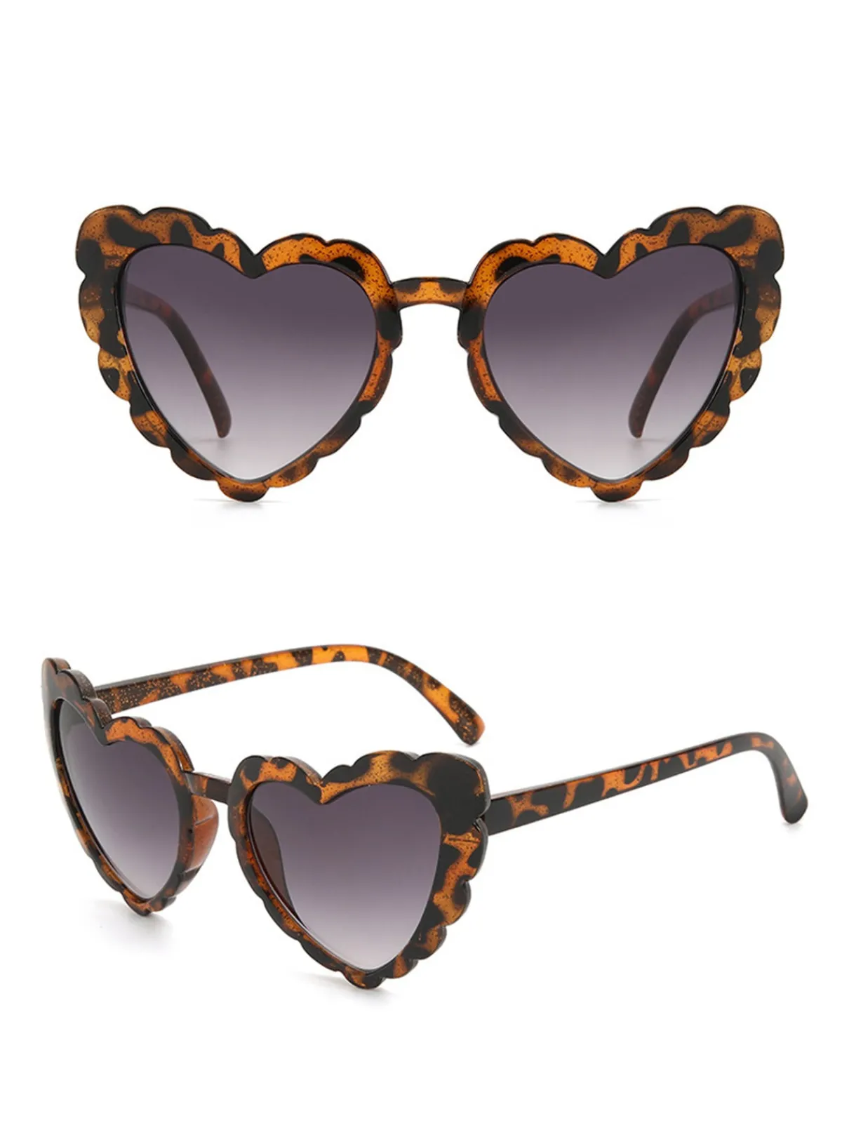 New Retro Stage Vintage Curved Heart Frame Sunglasses