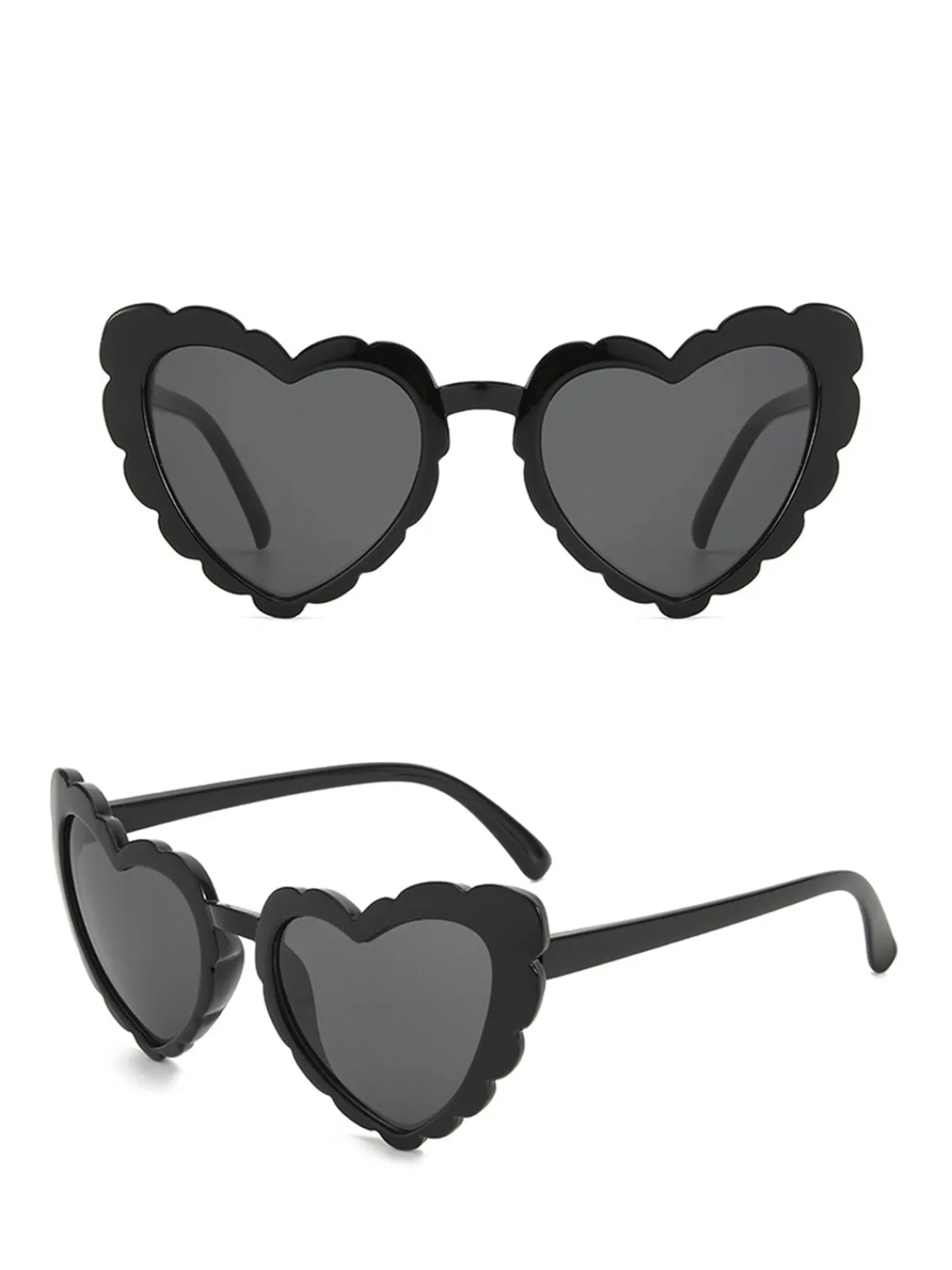 Discount Retro Stage Vintage Curved Heart Frame Sunglasses