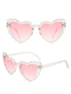 Discount Retro Stage Vintage Curved Heart Frame Sunglasses