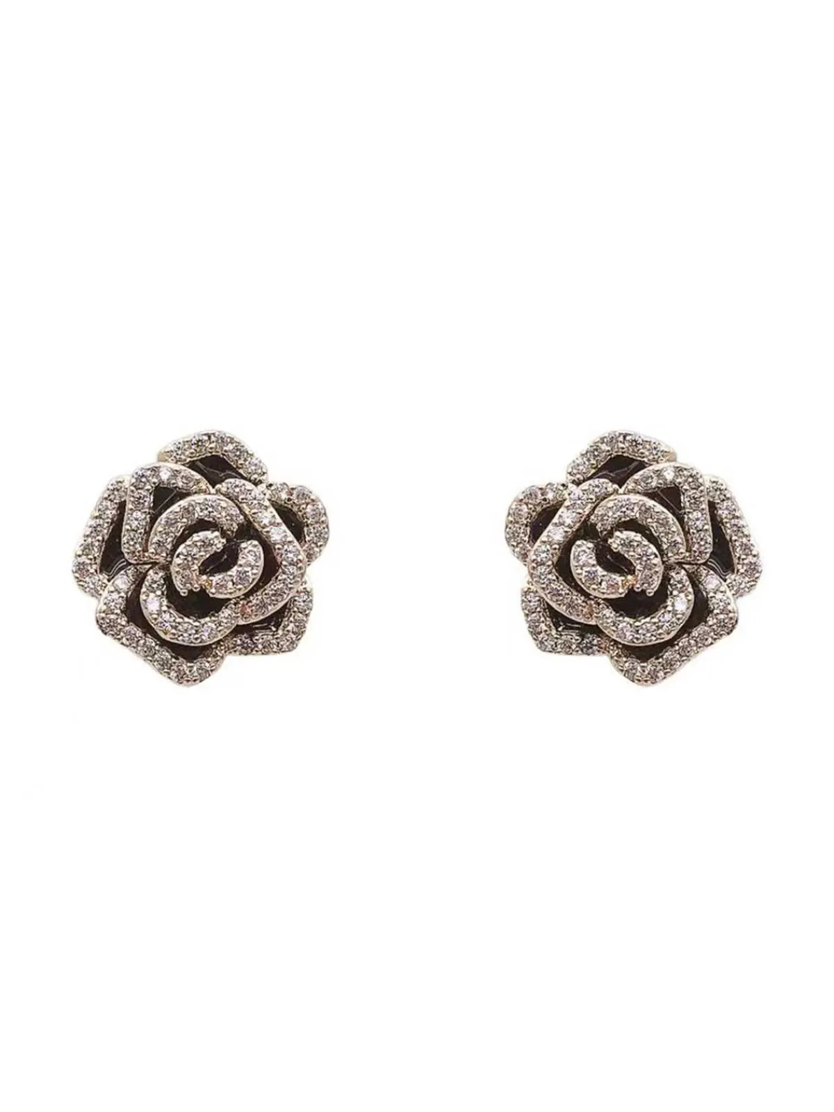 Online Retro Stage Vintage Diamond Floral Earring