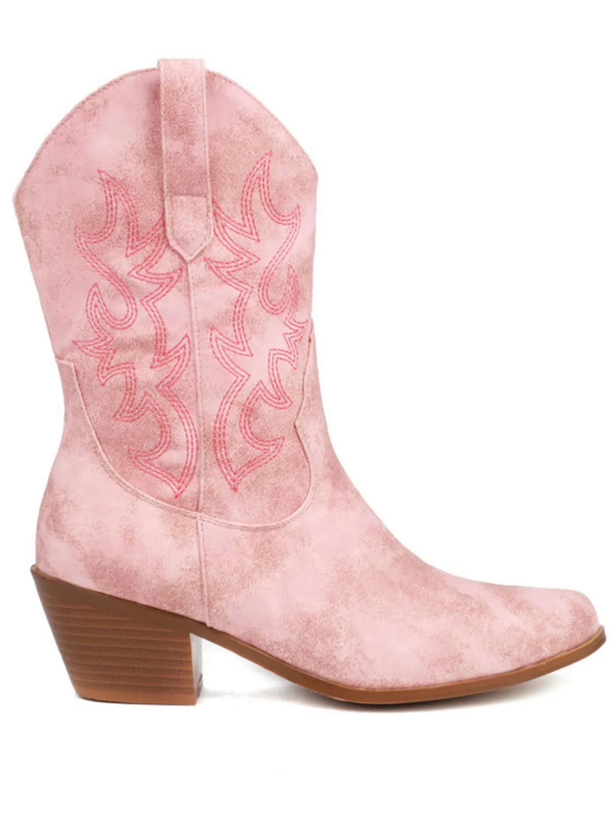 Sale Retro Stage Vintage Embroidered Chunky Heel Cowboy Boots