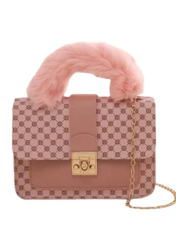 Discount Retro Stage Vintage Faux Fur Handle Mini Crossbody Bag