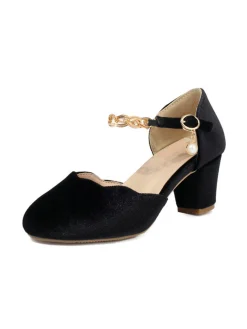 Fashion Retro Stage Vintage Flannelette Gold Chain High Heels