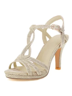 New Retro Stage Vintage Glitter Entangled High Heel Sandals