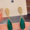 Discount Retro Stage Vintage Gold Green Craystal Drop Earrings