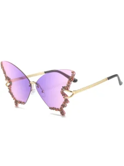 New Retro Stage Vintage Gradient Butterfly Rhinestone Sunglasses
