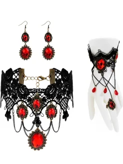 Outlet Retro Stage Vintage Lace Crystal Gothic Jewelry Set