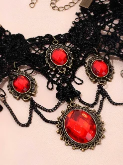 Outlet Retro Stage Vintage Lace Crystal Gothic Jewelry Set