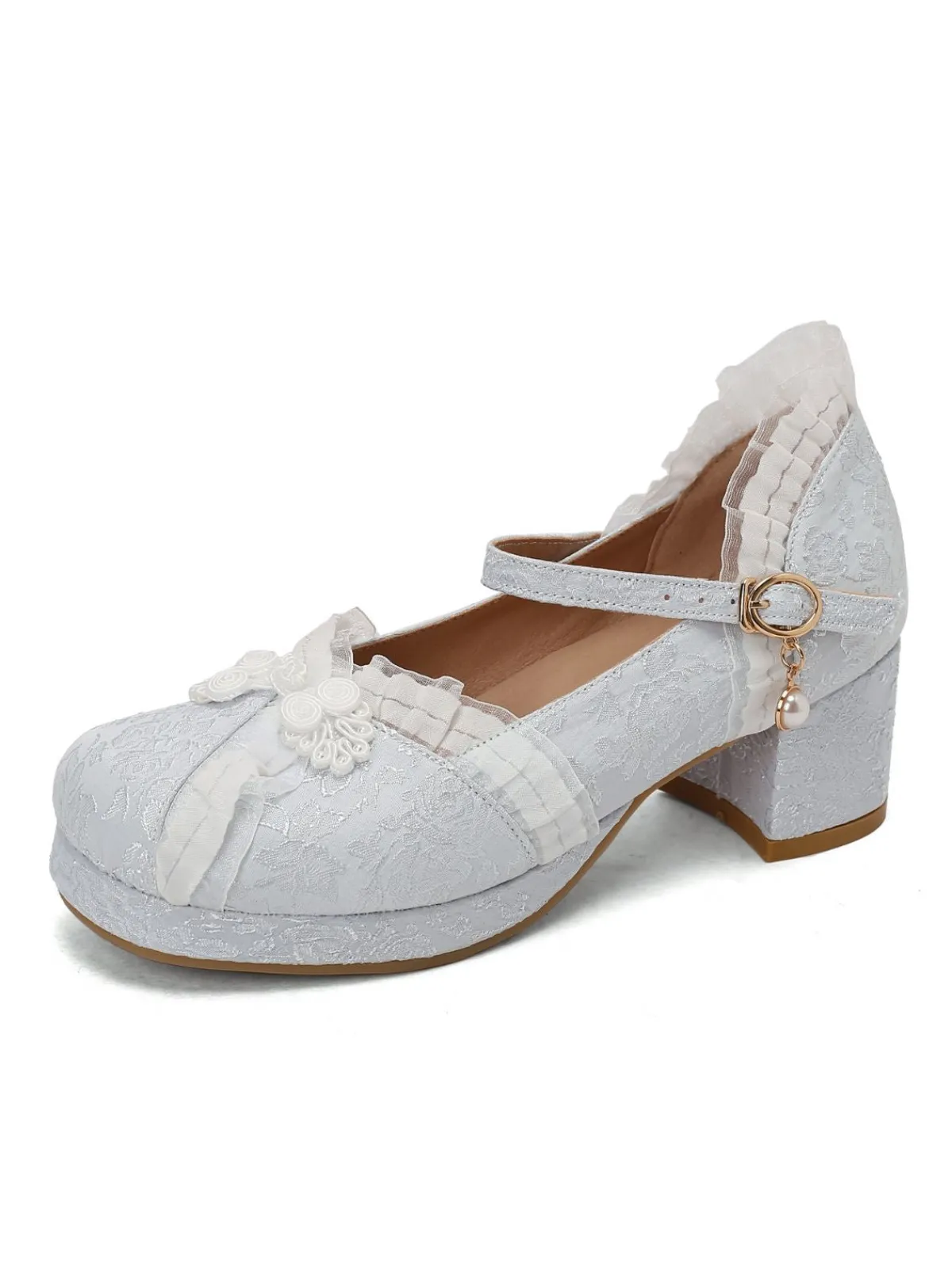 Sale Retro Stage Vintage Lace Pearl Mary Jane Shoes