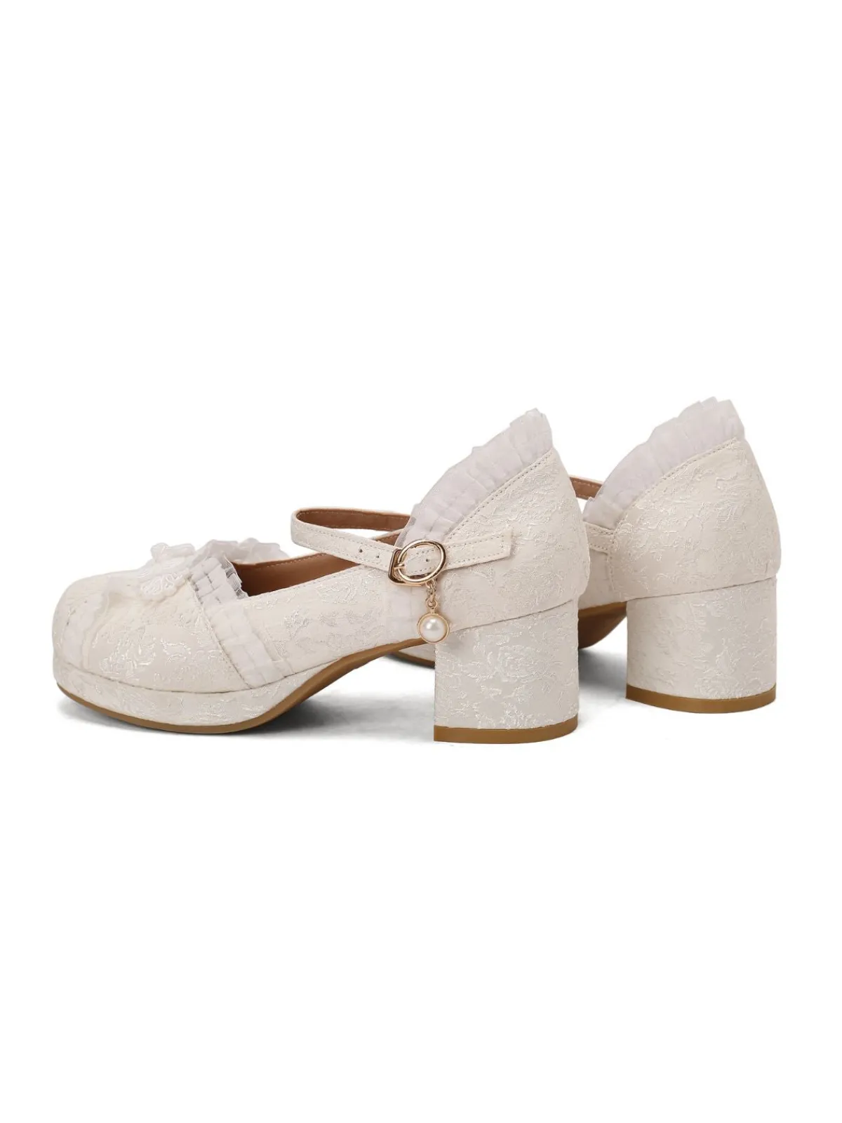 Sale Retro Stage Vintage Lace Pearl Mary Jane Shoes