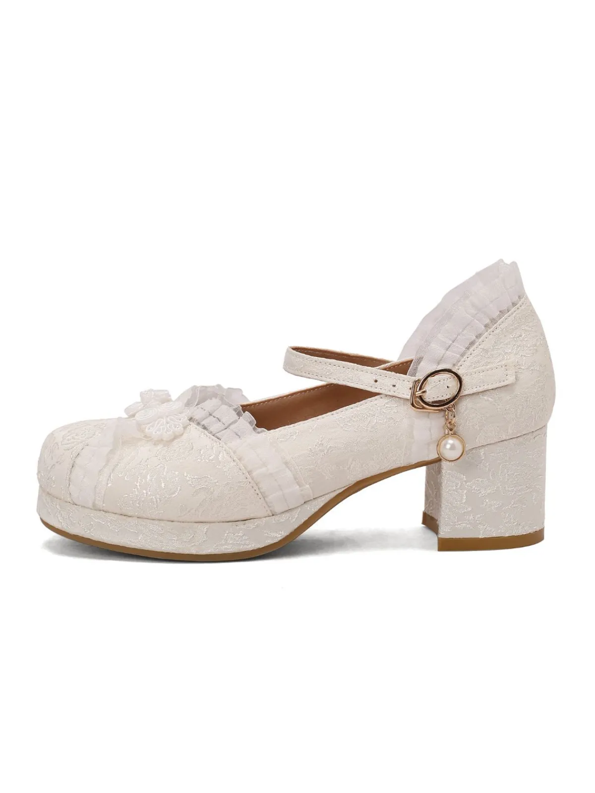 Sale Retro Stage Vintage Lace Pearl Mary Jane Shoes