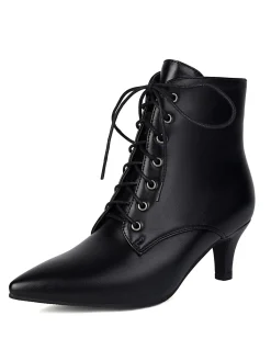 Hot Retro Stage Vintage Lace-Up Kitten Heel Ankle Boots