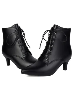 Hot Retro Stage Vintage Lace-Up Kitten Heel Ankle Boots
