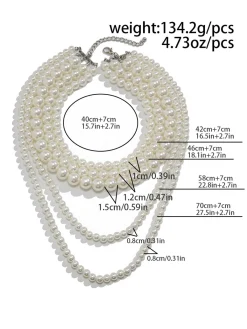 Hot Retro Stage Vintage Layered Pearl Statement Necklace