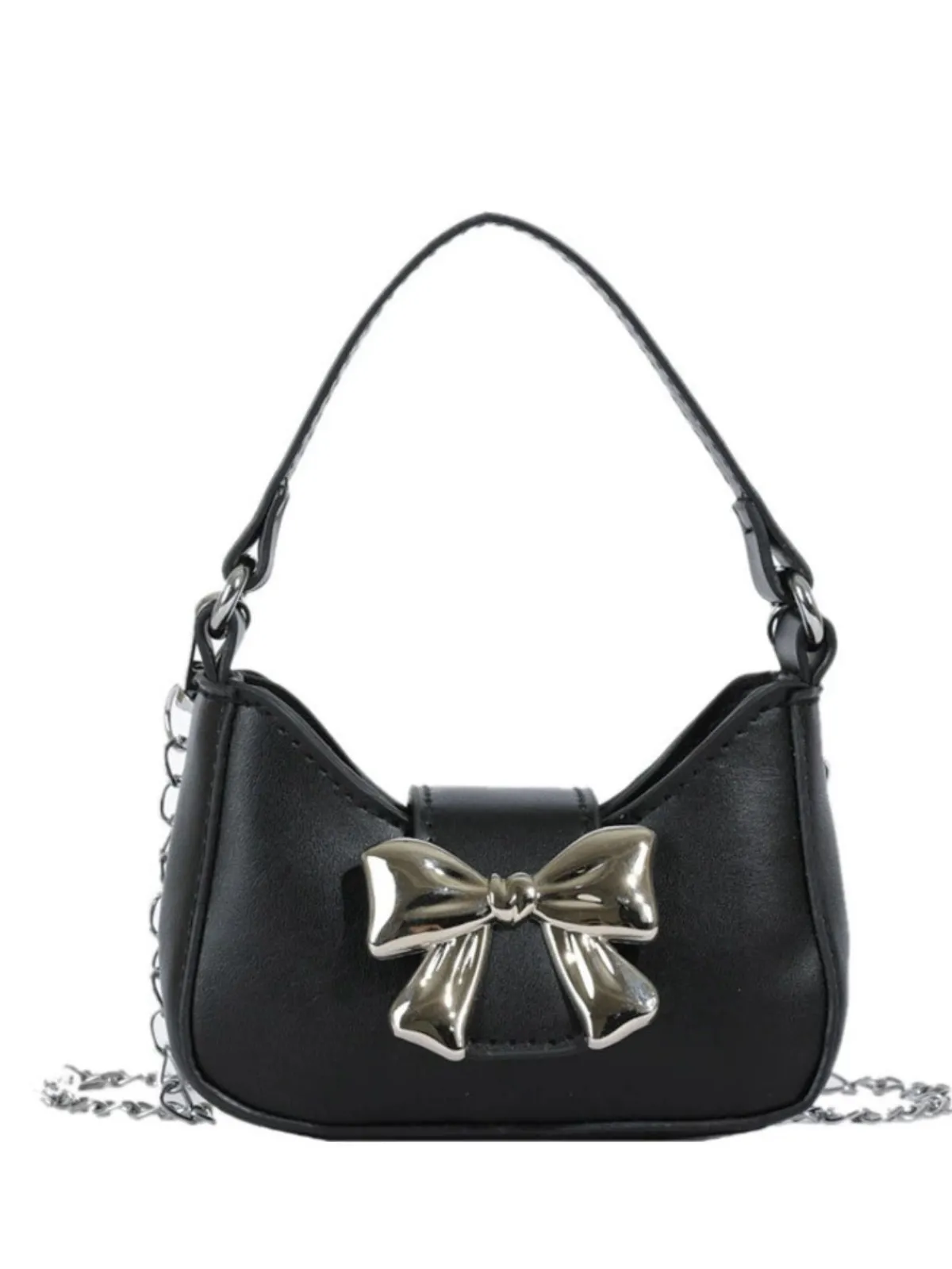 New Retro Stage Vintage Leather Bow Handle Handbag