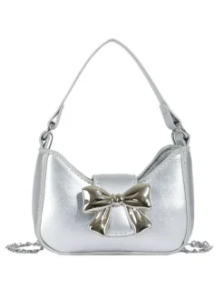New Retro Stage Vintage Leather Bow Handle Handbag