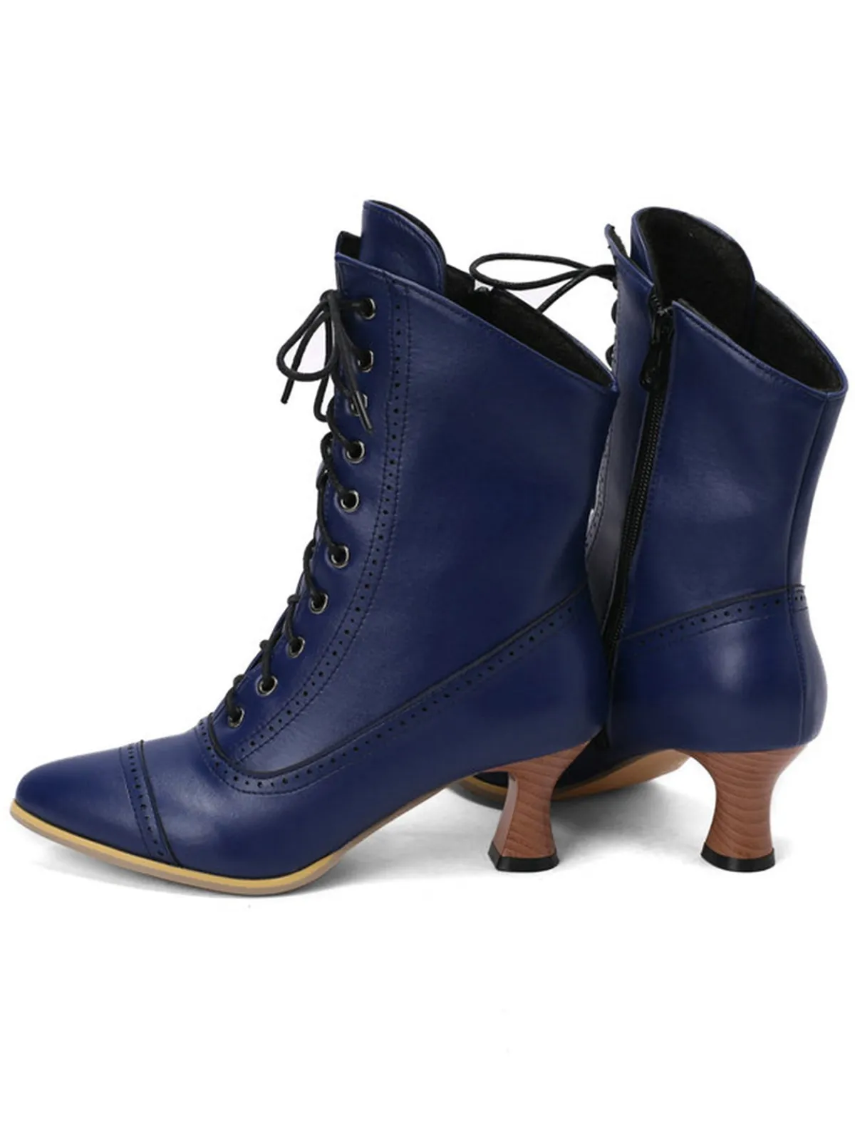 Hot Retro Stage Vintage Leather Lace-up Kitten Heel Boots