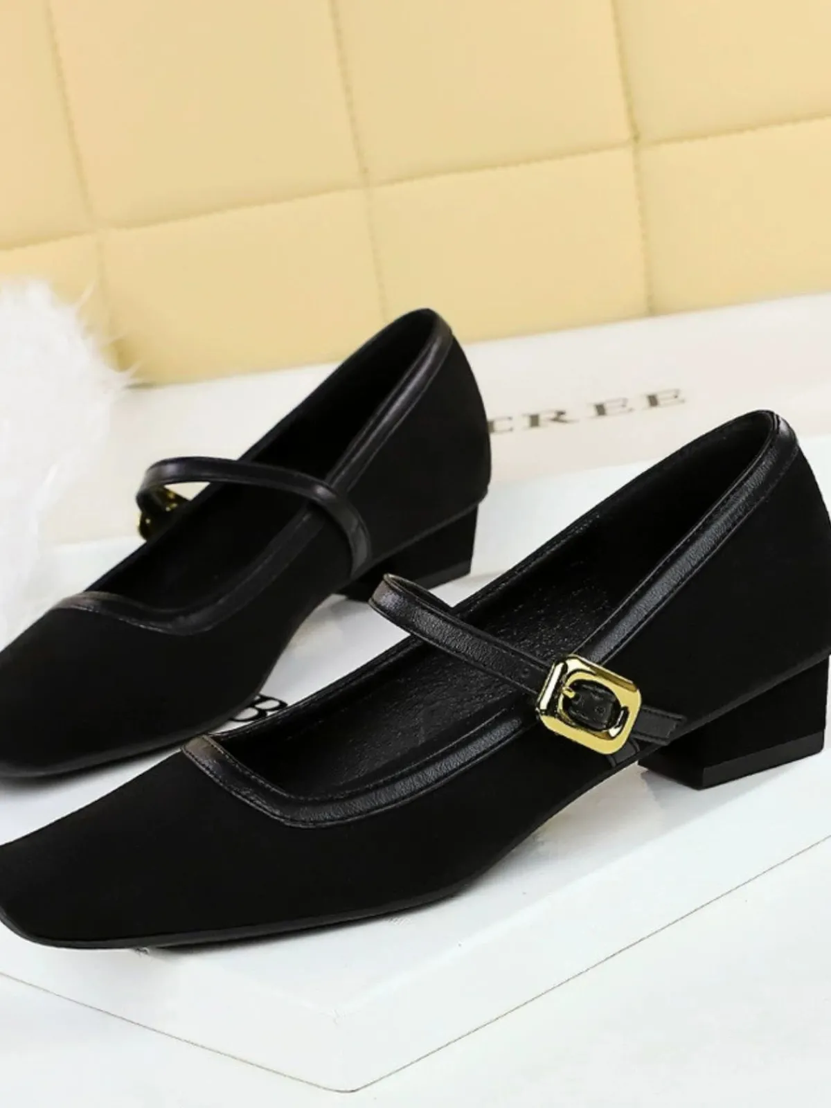 Outlet Retro Stage Vintage Leopard Square-Toe Mary Jane Heels