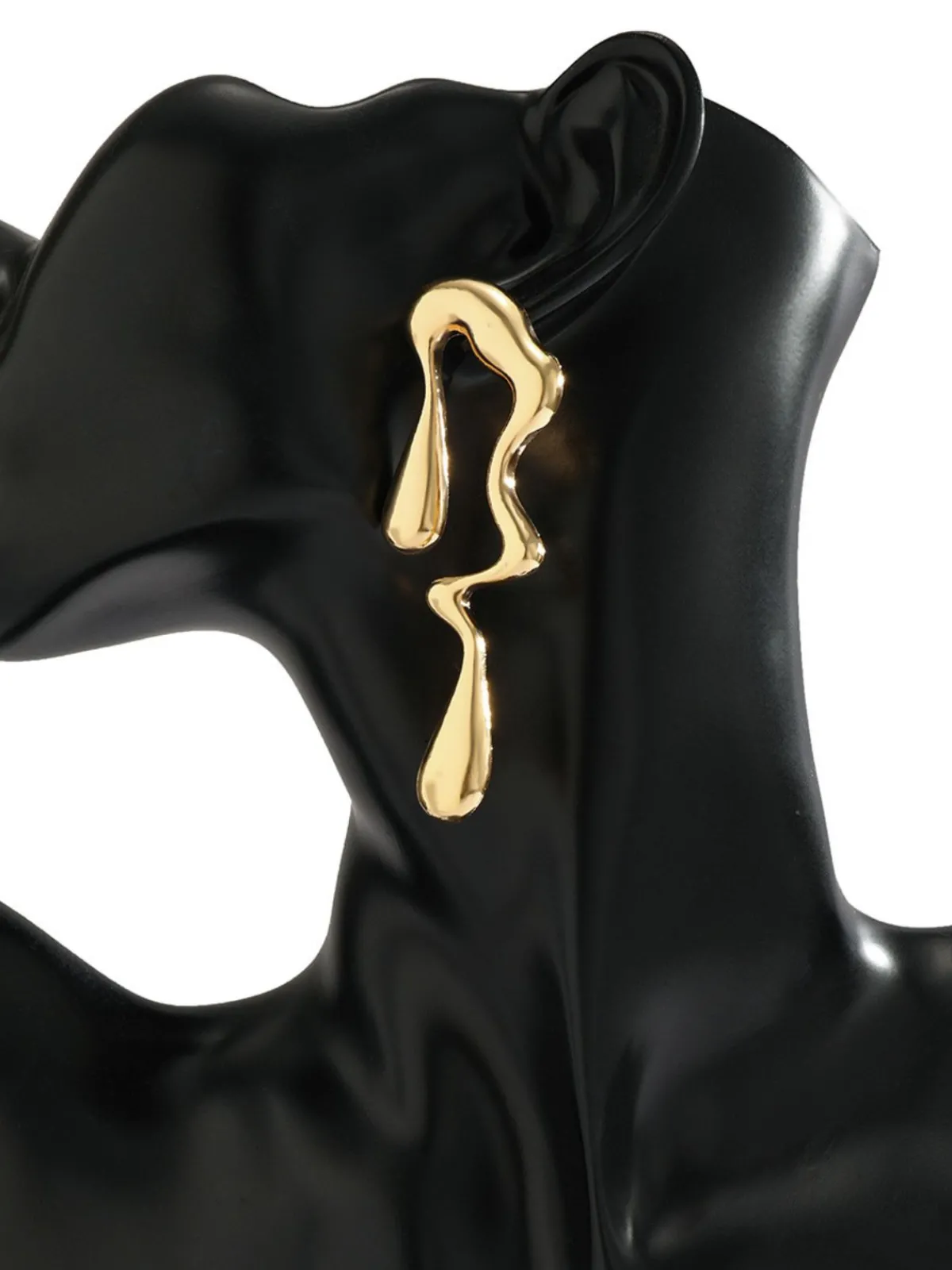 Discount Retro Stage Vintage Liquid Metal Drop Stud Earrings