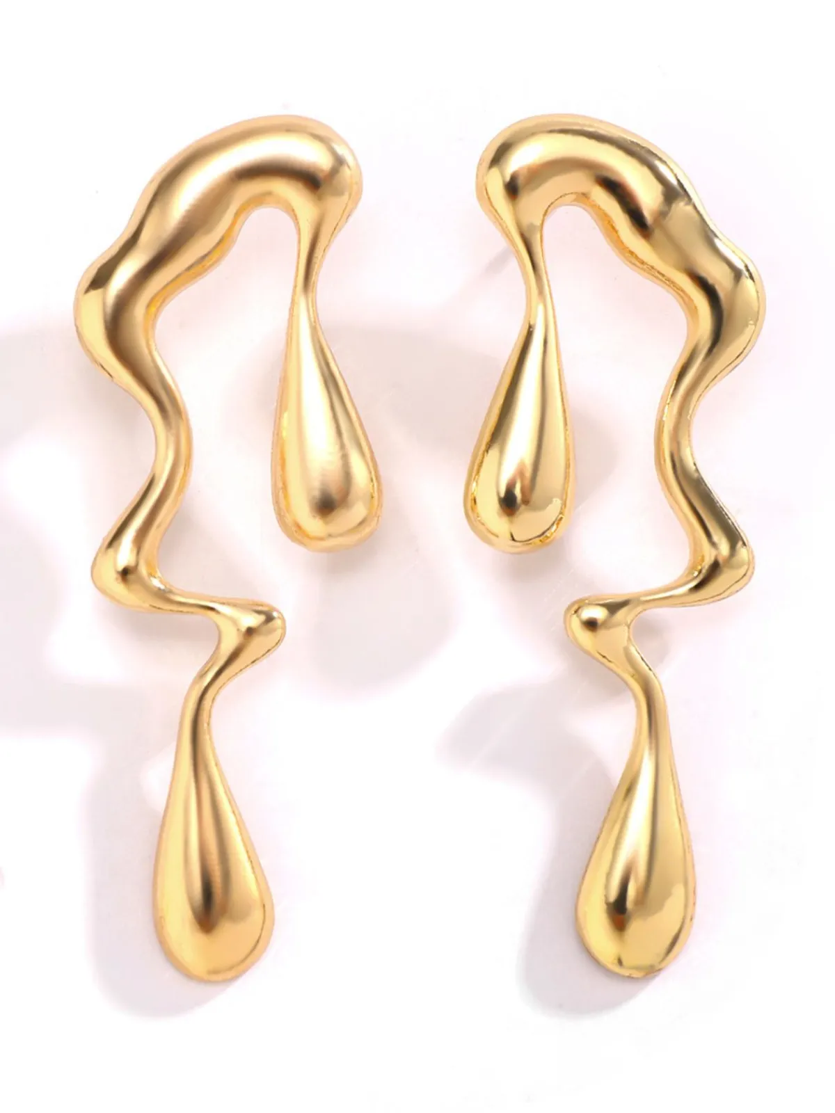 Discount Retro Stage Vintage Liquid Metal Drop Stud Earrings