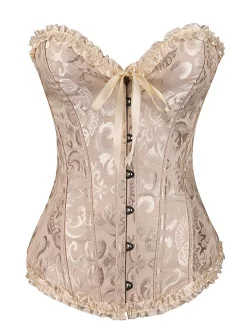Best Retro Stage Vintage Palace Print Lace-Up Corset