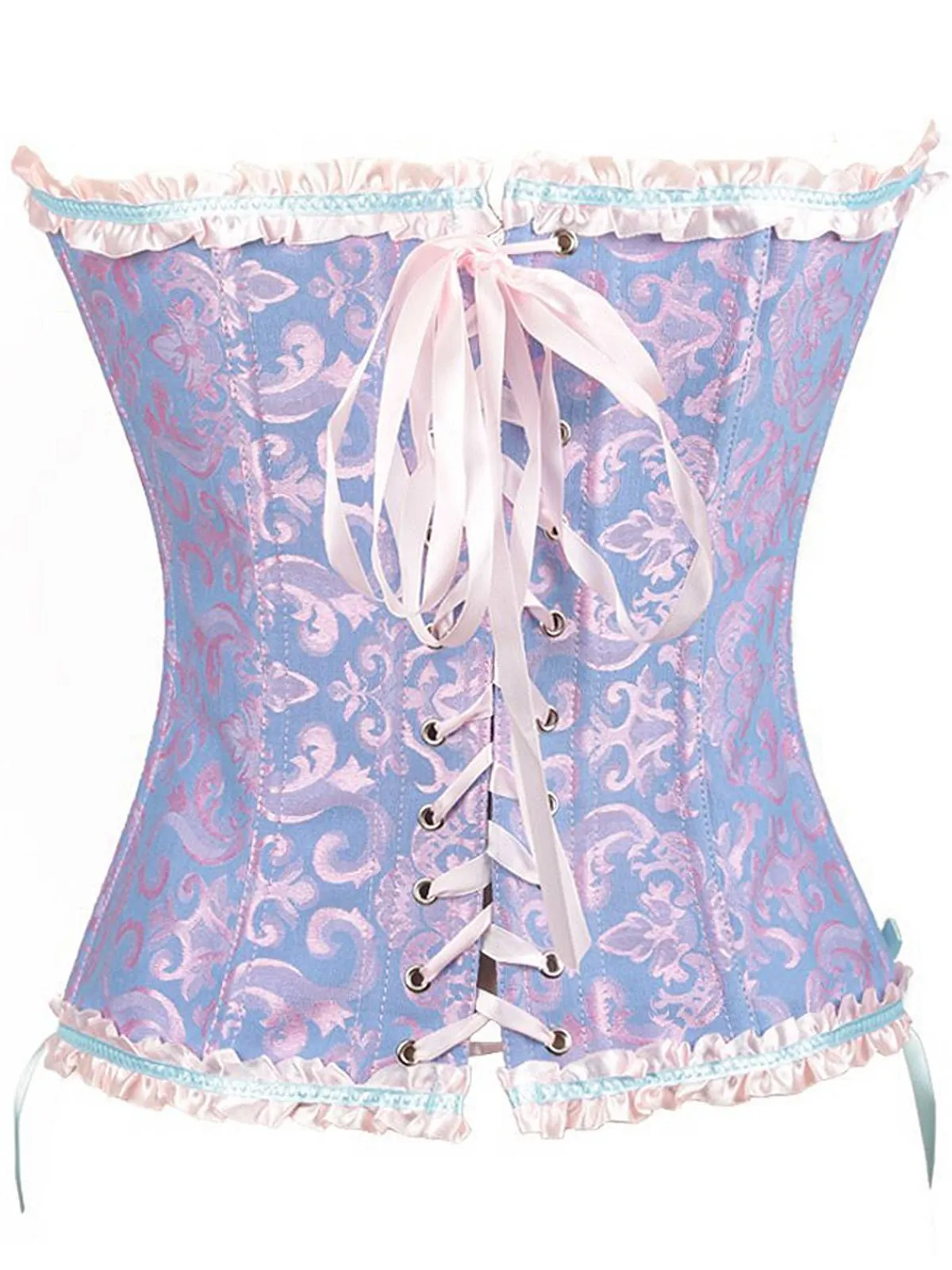 Best Retro Stage Vintage Palace Print Lace-Up Corset