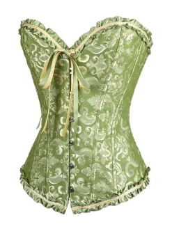Best Retro Stage Vintage Palace Print Lace-Up Corset