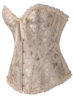 Best Retro Stage Vintage Palace Print Lace-Up Corset