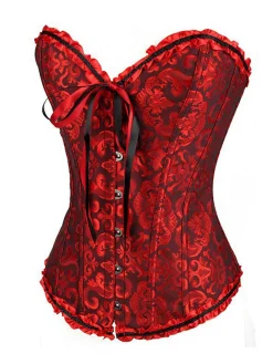 Best Retro Stage Vintage Palace Print Lace-Up Corset