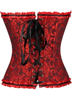 Best Retro Stage Vintage Palace Print Lace-Up Corset