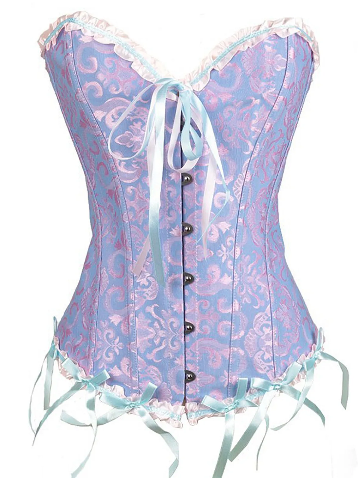 Best Retro Stage Vintage Palace Print Lace-Up Corset