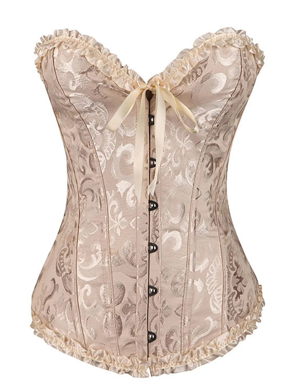 New Retro Stage Vintage Palace Print Lace-Up Corset