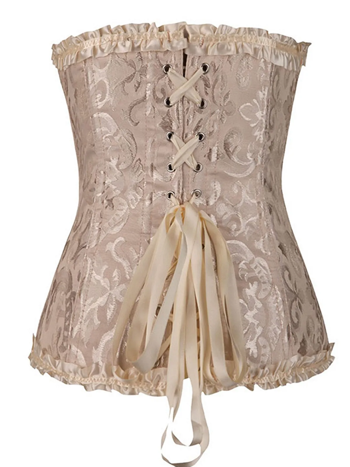 New Retro Stage Vintage Palace Print Lace-Up Corset