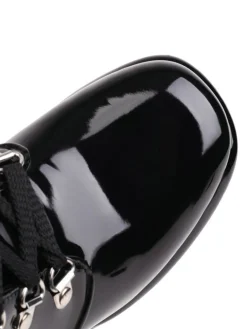 Best Retro Stage Vintage Patent Leather Lace-Up High Heel Boots