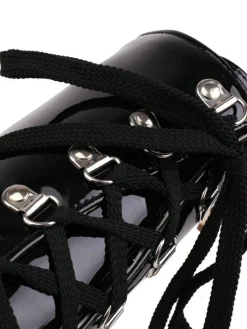 Best Retro Stage Vintage Patent Leather Lace-Up High Heel Boots