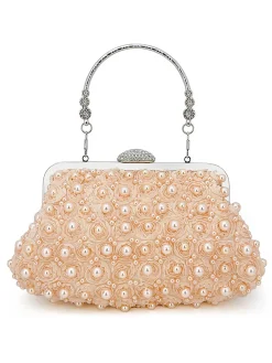 Clearance Retro Stage Vintage Pearl & 3D Flower Tote Bag