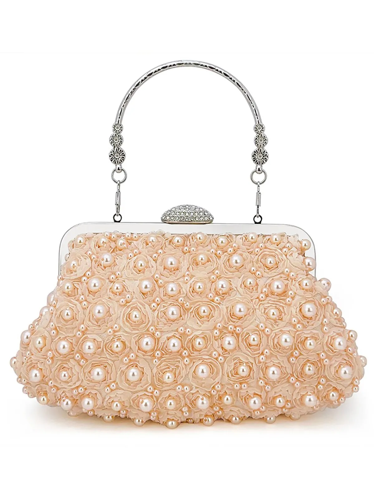 Clearance Retro Stage Vintage Pearl & 3D Flower Tote Bag