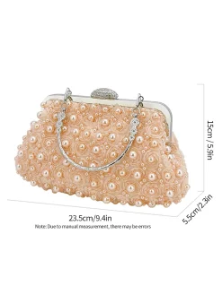 Clearance Retro Stage Vintage Pearl & 3D Flower Tote Bag