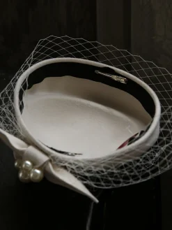 Sale Retro Stage Vintage Pearl Decor Mesh Berets Woolen Hat