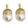 Hot Retro Stage Vintage Pearl Pinecone Stud Earrings