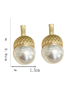 Hot Retro Stage Vintage Pearl Pinecone Stud Earrings