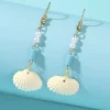 Fashion Retro Stage Vintage Pearl Seashell Drop Earrings