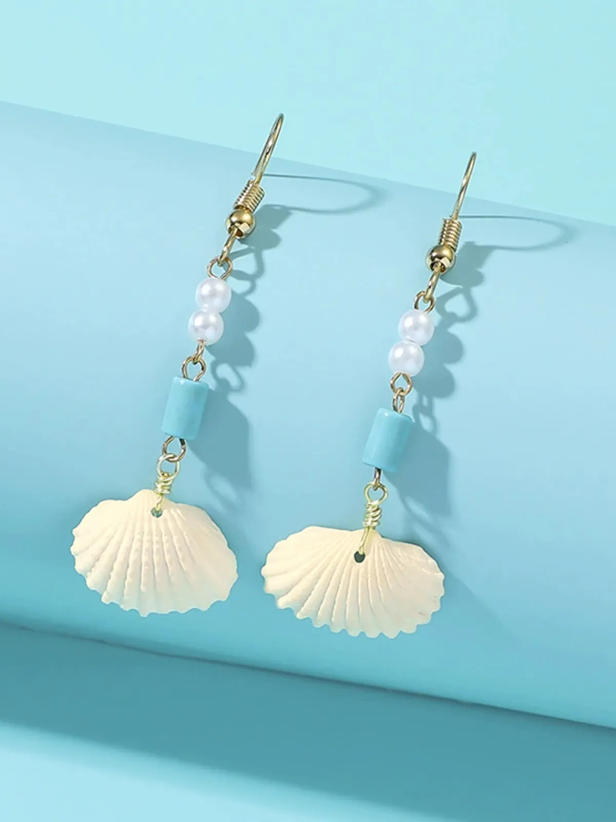 Fashion Retro Stage Vintage Pearl Seashell Drop Earrings