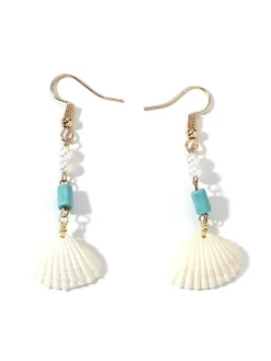 Fashion Retro Stage Vintage Pearl Seashell Drop Earrings