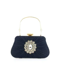 Online Retro Stage Vintage Pleated Crafted Rhinestone Bag