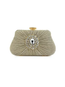 Online Retro Stage Vintage Pleated Crafted Rhinestone Bag