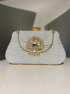 Online Retro Stage Vintage Pleated Crafted Rhinestone Bag