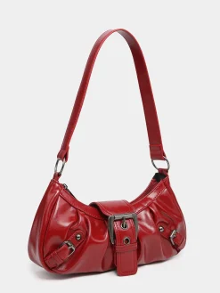 Online Retro Stage Vintage PU Leather Magnetic Closure Zipper Underarm Bag